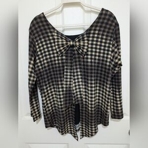 Checkered Bow-Back Women's Blouse